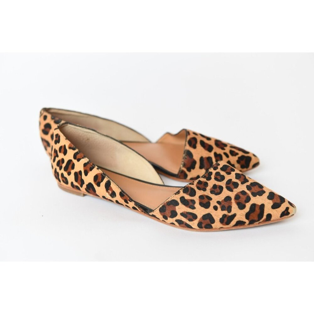 J. Crew Zoe D’Orsay Flats Sz 8 Calf Hair Leopard Print Pointed Toe Flat - Picture 1 of 16